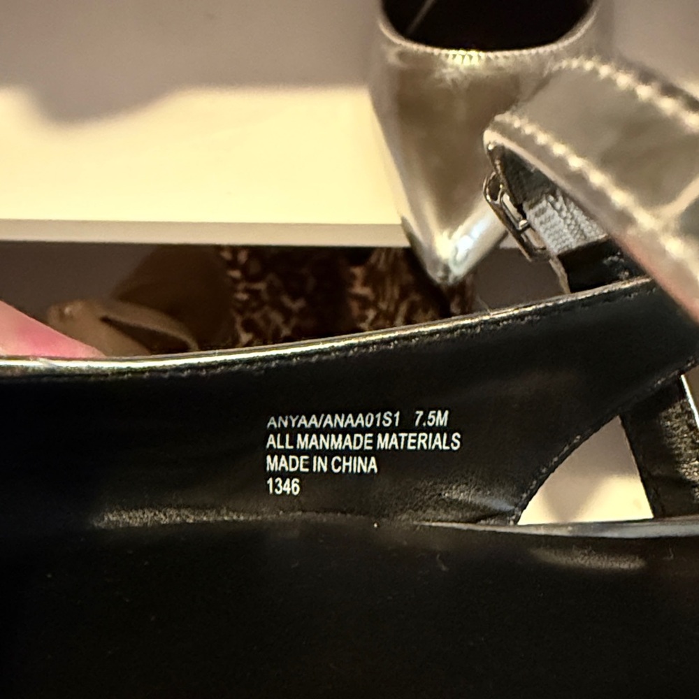 New Steve Madden Anyaa Metallic Silver Mary Jane Flats sling back block heel 7.5 - Picture 5 of 5